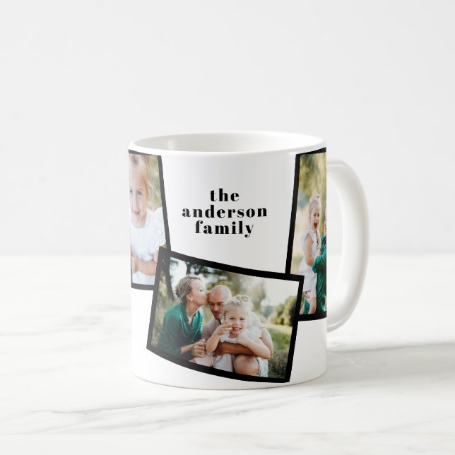 Taza De Café Moderna y elegante familia multifotografía negro (Anverso derecho)