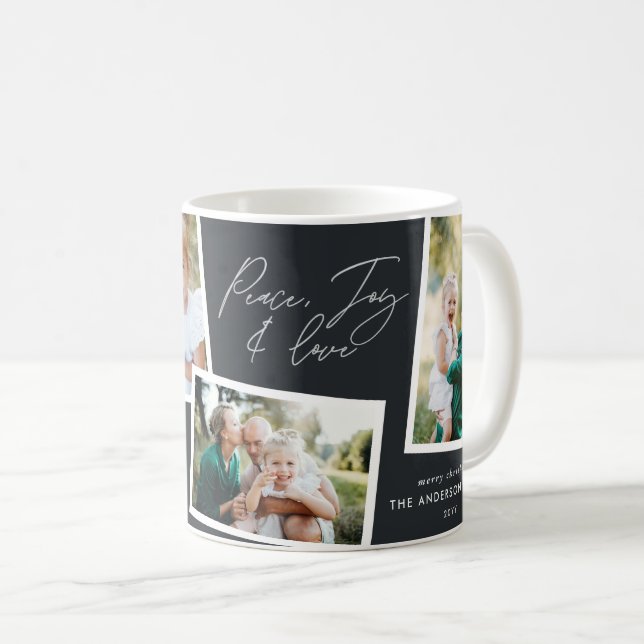 Taza De Café Moderna y elegante familia multifotografía negro (Anverso derecho)