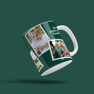 Taza De Café Moderna y elegante familia multifotografía verde