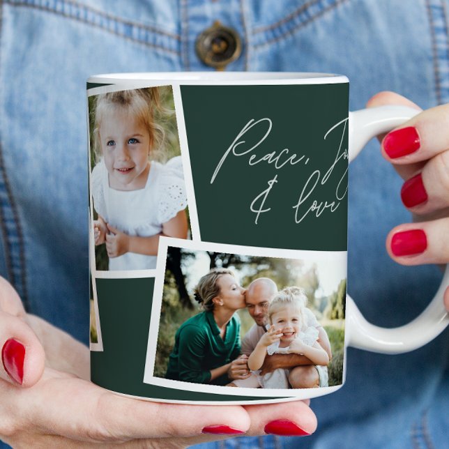 Taza De Café Moderna y elegante familia multifotografía verde (Subido por el creador)