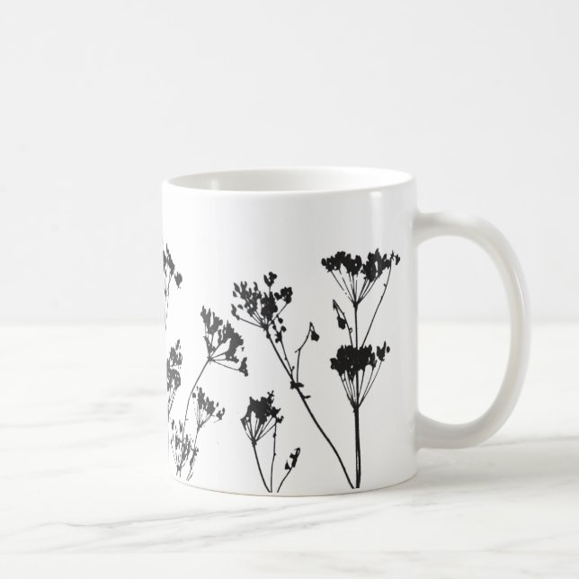 Taza De Café Moderna y elegante flor Black White Meadow (Derecha)