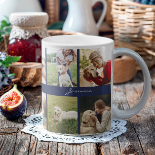 Taza De Café Moderna y personalizada 10 fotos azul de la Marina