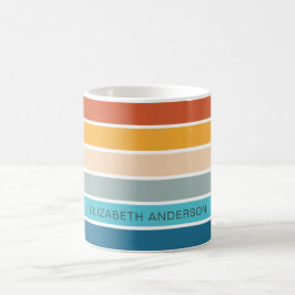 Taza De Café Modernas franjas de atardecer retro personalizadas