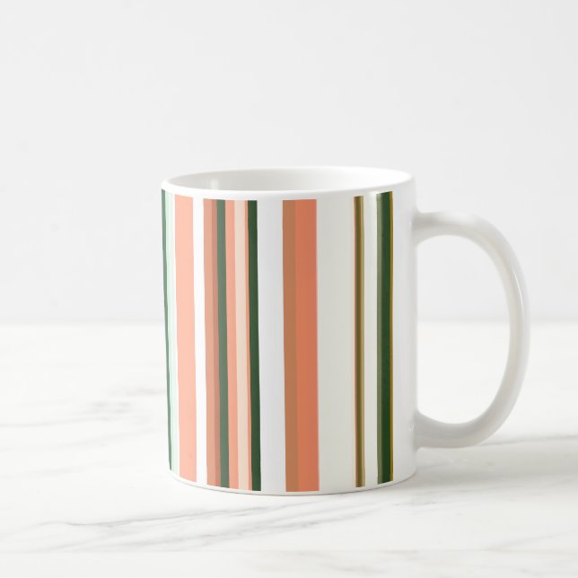 Taza De Café Modernas rayas blancas verdes Naranjas verdes (Derecha)