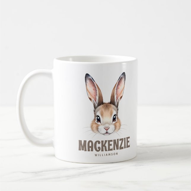 Taza De Café Moderno acuarela personalizada Conejo de Pascua (Izquierda)