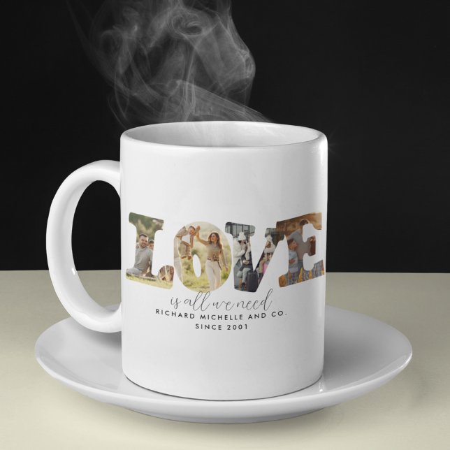 Taza De Café Moderno Amor 4 Familia Collage de fotos Personaliz (Subido por el creador)