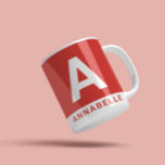 Taza De Café Moderno audaz bloque de color rojo nombre personal<br><div class="desc">Moderno audaz bloque de color rojo grisáceo nombre personalizado. Con espacio para iniciales y nombre. Los colores se pueden cambiar.</div>