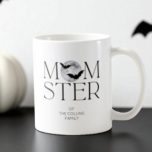 Taza De Café Moderno Black Moon Bats Halloween Mamá