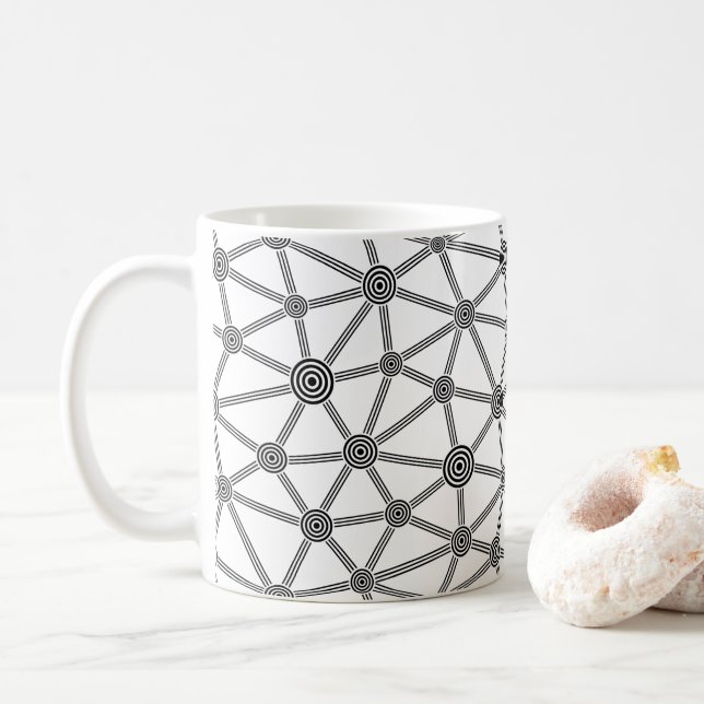 Taza De Café Moderno blanco y negro  (Con donut)