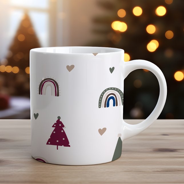 Taza De Café Moderno Boho Navidad Arcoiris E Impresión Cardíaca (Subido por el creador)