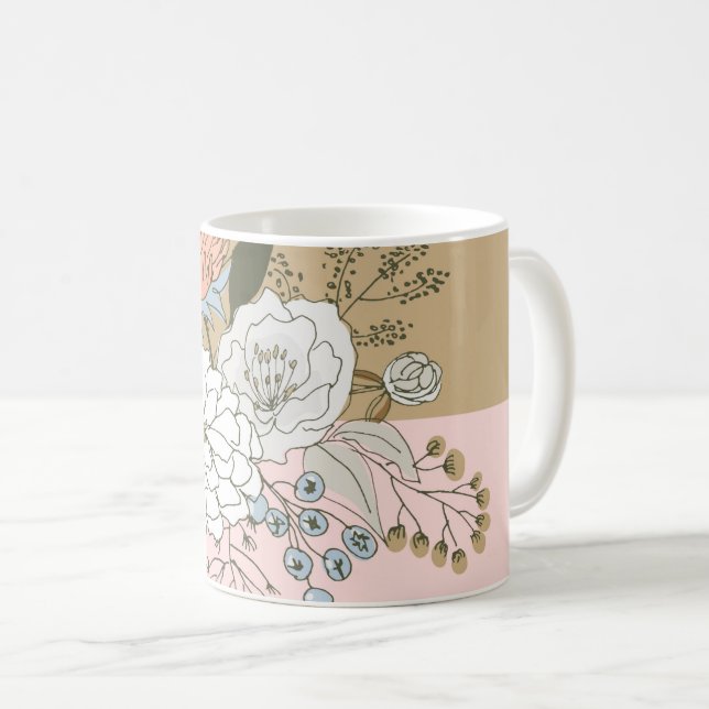 Taza De Café Moderno Bouquet de bloques de colores (Anverso derecho)