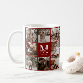 Taza De Café Moderno Burgundy Multi Collage de fotos Keepsake