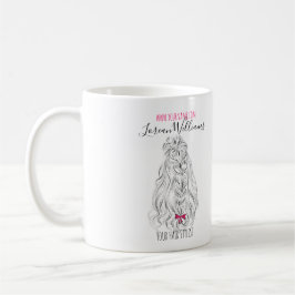 Taza De Café Moderno cabello ondulado blanco negro rosado de ba