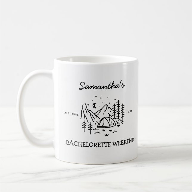 Taza De Café Moderno Camping Simple Bachelorette Party Naturale (Izquierda)