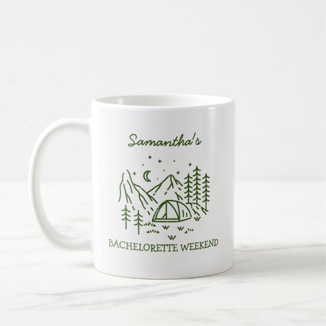 Taza De Café Moderno Camping Simple Bachelorette Party Naturale (Izquierda)