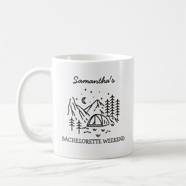 Taza De Café Moderno Camping Simple Bachelorette Party Naturale (Izquierda)