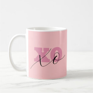 Taza De Café Moderno Candy Pink Black XOXO Valentine