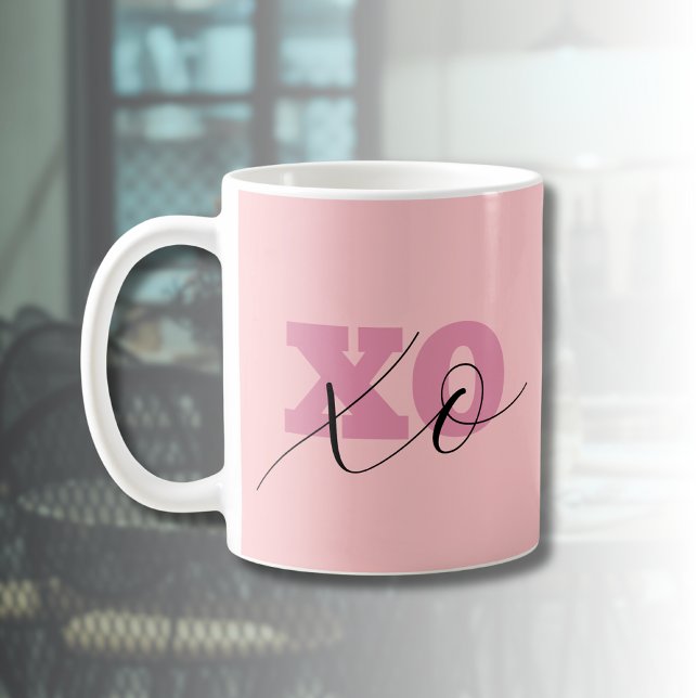 Taza De Café Moderno Candy Pink Black XOXO Valentine (Subido por el creador)