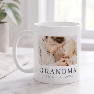 Taza De Café Moderno Chic Sencillo Personalizado Abuela Foto Fi