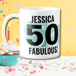 Taza De Café Moderno Cincuenta Fabuloso cumpleaños número 50