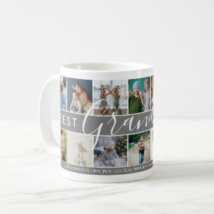 Taza De Café Moderno Collage de Fotos y Nombres del Mejor Abuel