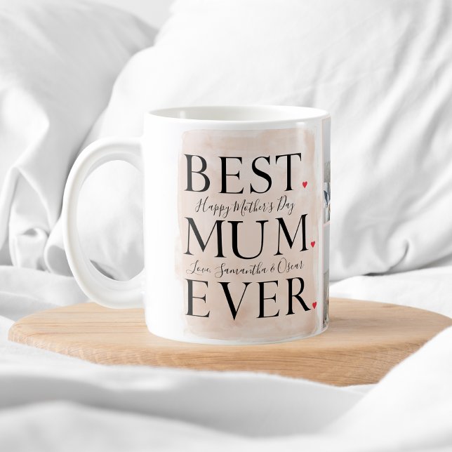 Taza De Café Moderno Collage Photo Pink Happy Mothers Day (Subido por el creador)