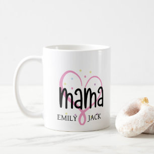 Taza De Café Moderno corazón rosado que mamá nombra el día de l