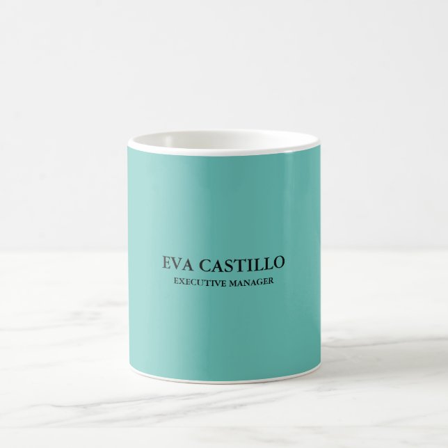Taza De Café Moderno, elegante, sencillo, blanco azul (Centro)