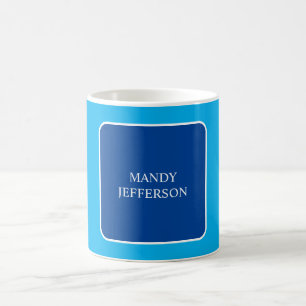 Taza De Café Moderno, Elegante, Simple Blue Añade tu nombre