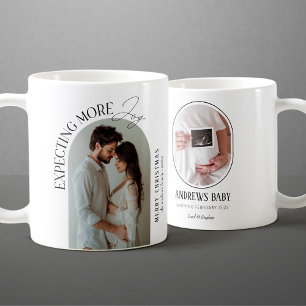 Taza De Café Moderno Embarazo Más Alegría Foto de Bebé Navidad