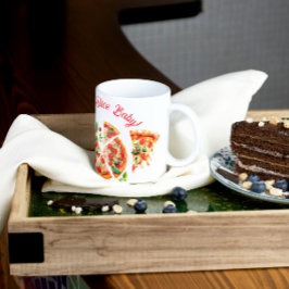 Taza De Café Moderno Fiesta italiano de pizza Slice Slice Baby