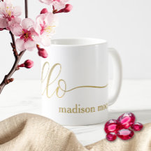 Moderno Gold "Hello" Name Personalized Cup/