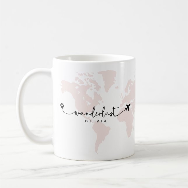 Taza De Café Moderno guión de viaje del mundo de Wanderlust | R (Izquierda)