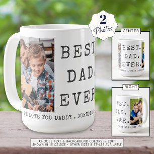 Taza De Café Moderno MEJOR PAPÁ DEL MUNDO 2 Fotos Personalizada