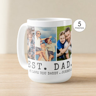 Taza De Café Moderno MEJOR PAPÁ DEL MUNDO 5 Fotos Personalizada