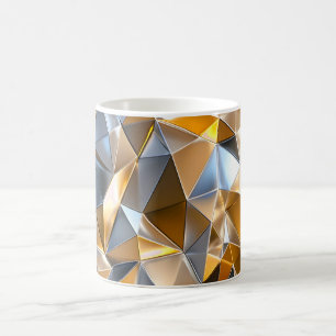 Taza De Café Moderno Metálico Abstracto Oro Plata Geométrico