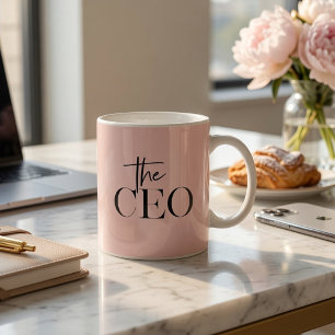 Taza De Café Moderno Minimalista Personalizado CEO Rosa