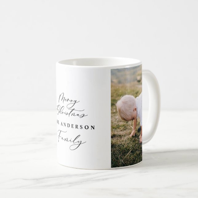Taza De Café Moderno mínimo 2 Navidades de fotografía guión ele (Anverso derecho)