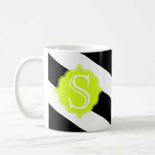 Taza De Café Moderno Monograma Café rayado Mug