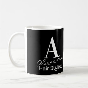 Taza De Café Moderno monograma estilista negro y blanco