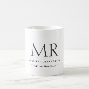Taza De Café Moderno Monograma Minimalista Llano de Moda
