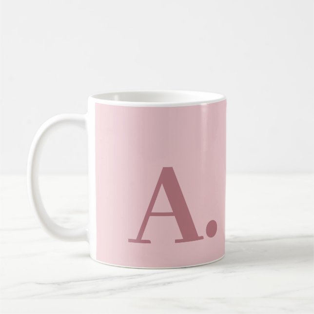 Taza De Café "Moderno monograma Rosa café Mug" (Izquierda)