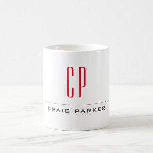 Taza De Café Moderno Monogramado Profesional Simple