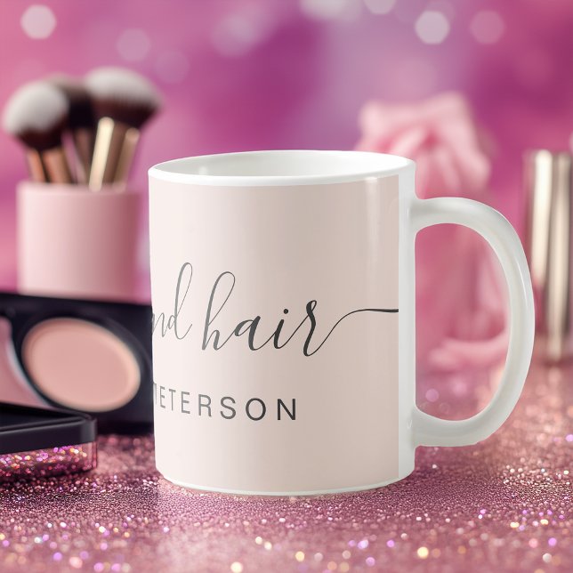 Taza De Café Moderno nombre de maquillaje rosa de moda (Modern trendy blush pink makeup name coffee mug)