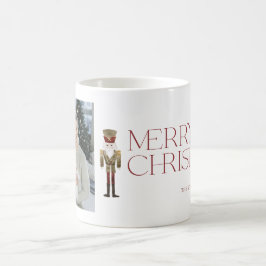 Taza De Café Moderno Nutcracker Merry Christmas Photo Typograph