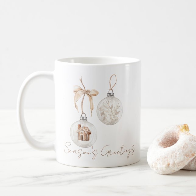 Taza De Café Moderno Ornamentos Mínimos de Navidad (Con donut)