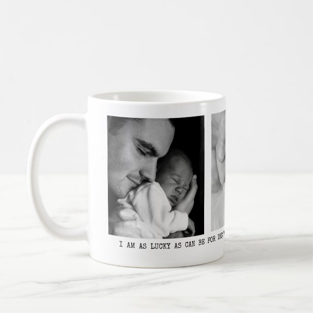 Taza De Café Moderno, papá, 3 fotos mensaje personalizado (Izquierda)