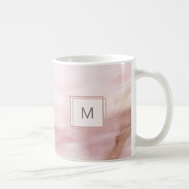 Taza De Café Moderno Pastel inicial Pincel rosado Troke Mug (Derecha)