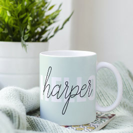 Taza De Café Moderno Pastel Mint Hello Y You Name