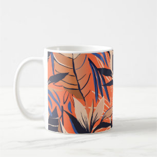 Taza De Café Moderno patrón de ilustracion de plantas de selva